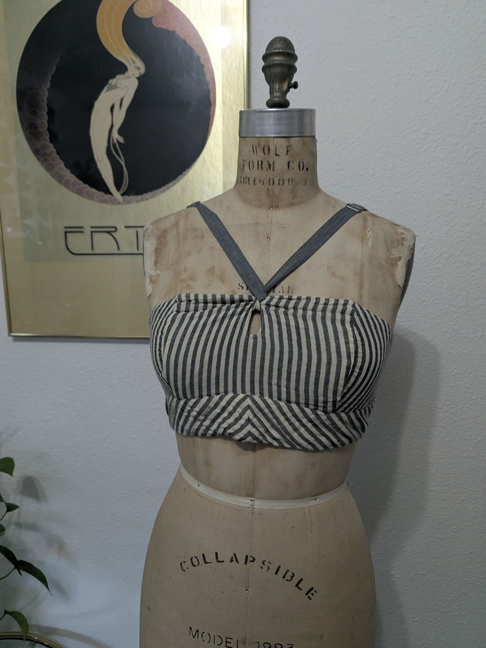 Anthropologie Black & White Striped Keyhole Crop Top
